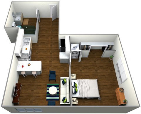 Floor plan for studio, 1 bath, 463 sqft